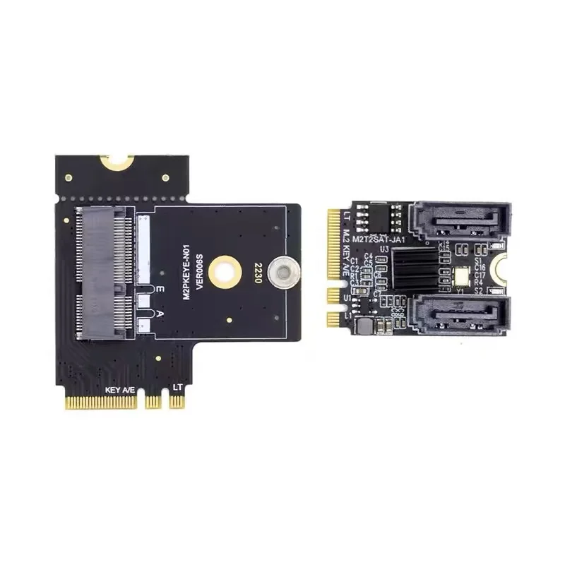 NGFF Key A+E PCI Express to SATA 3.0 6Gbps Dual Ports Adapter Converter Hard Drive Extension Card JMB582 2230