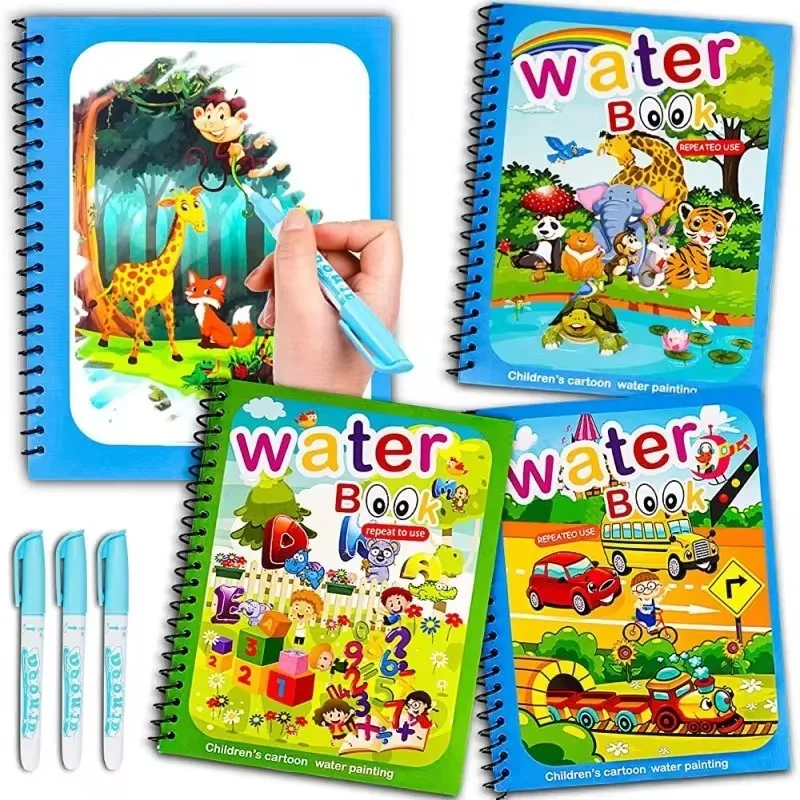 Drawing Coloring Books for Kids Magic Water Book with Pen 2 To 4 Years Old Children Learning  Education Toy Baby Montessori Toys