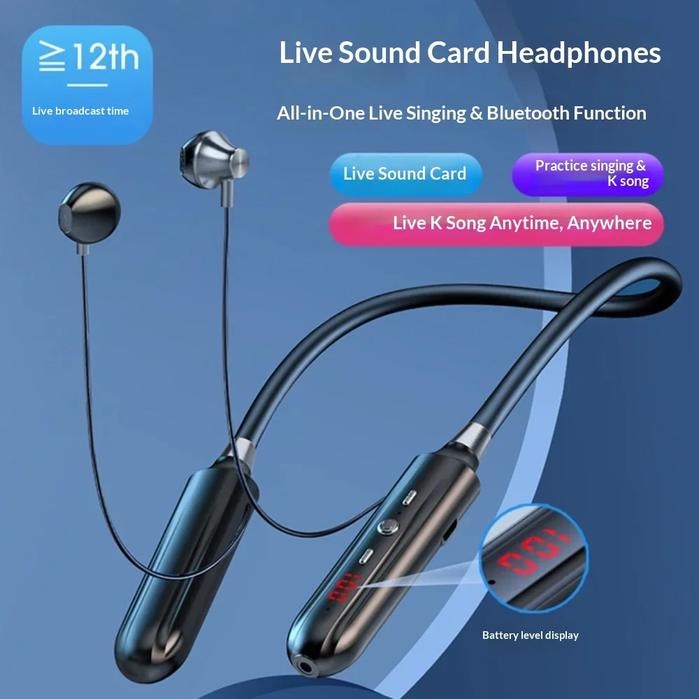Bluetooth Neck Hanging Headphones Imperceptible Wearing Non-In-Ear Noise Cancellation HD Stereo Sound Ultra-Long Battery for Sle view 6