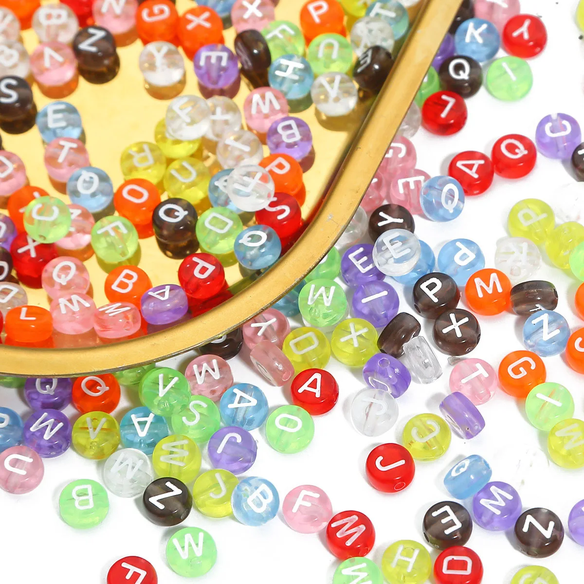 Colorful Round A-Z Alphabet Letter Beads(7x4mm) For Necklaces Bracelet Jewelry Making DIY Handmade Accessories