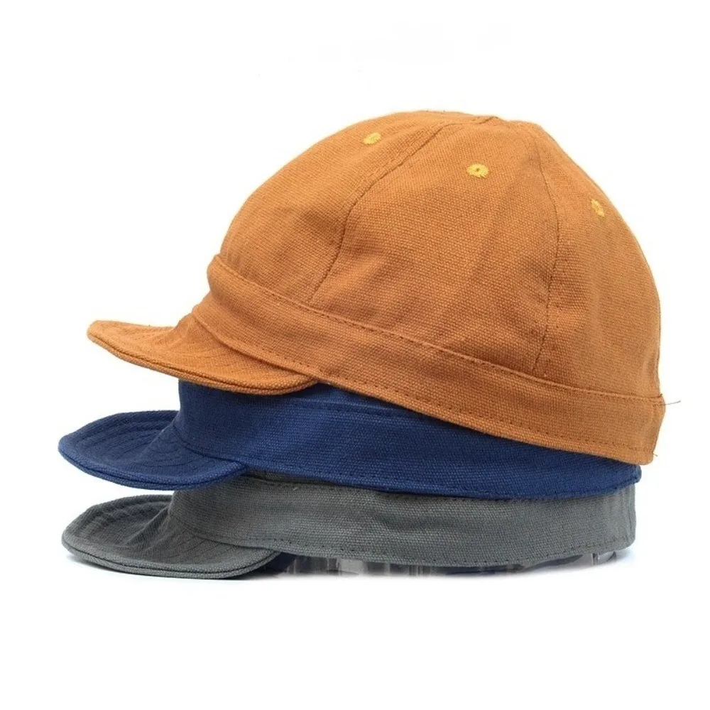 

Apparel Accessories Solid Color Short Brim Baseball Cap Canvas Cotton Sun Hat Japanese Style Flat Brim Peaked Cap Sports