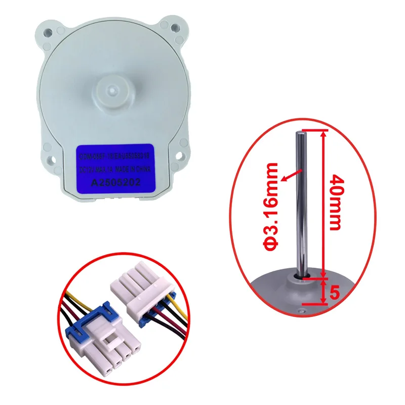 Refrigerator Cooling Fan Motor EAU65058318 DC12V Steel and Copper Construction Low Noise Performance for Home Use