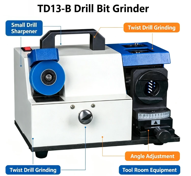 TD13-B Drill Bit Grinding Machine Desktop Angle Grinder Multifunctional Power Tools CBN/ SDC Diamond Wheel For Carpentry In Wood