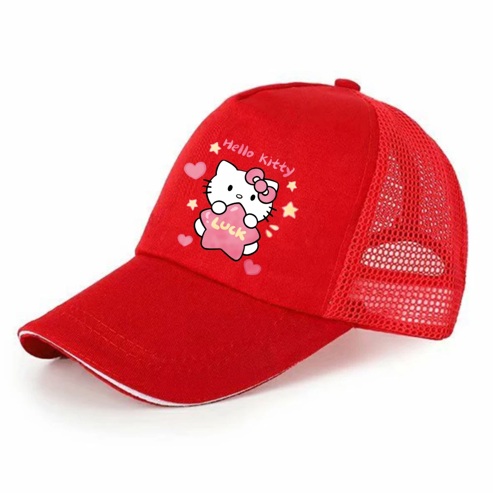 

Sanrio Hello Kitty Kids Baseball Cap Mesh Sun Hat Boys Girls Cartoon Fashion Breathable Peaked Cap Spring Summer Outdoor Sun Hat