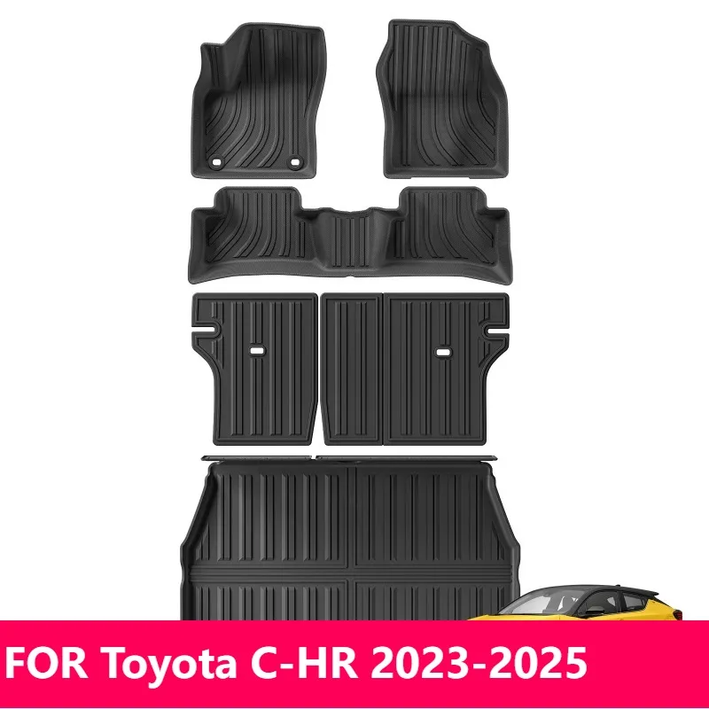 

Для Toyota C-HR 2023-2025 TPE 3D коврики и подкладка багажника, водонепроницаемые черные автомобильные аксессуары