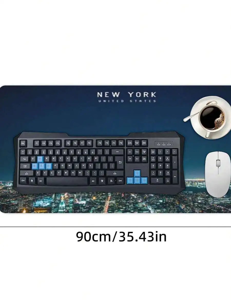 

New York City Night Sky Desk Pad Hd Printed Anti Slip Large Rubber Mouse Pad For Office Gaming