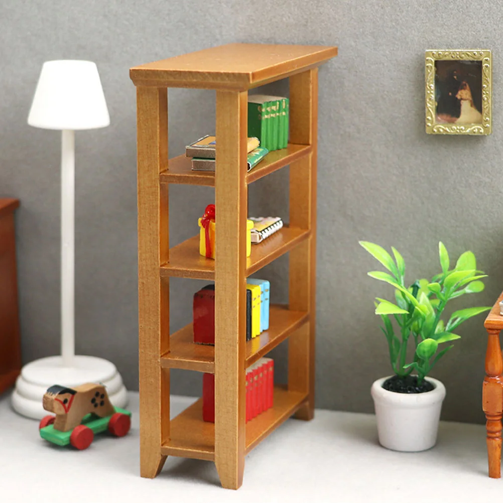 Mini décor de meubles de maison de cadre de simulation, livre, étui, bibliothèque, jouet, modèle en bois, ornement d'étagère, bébé