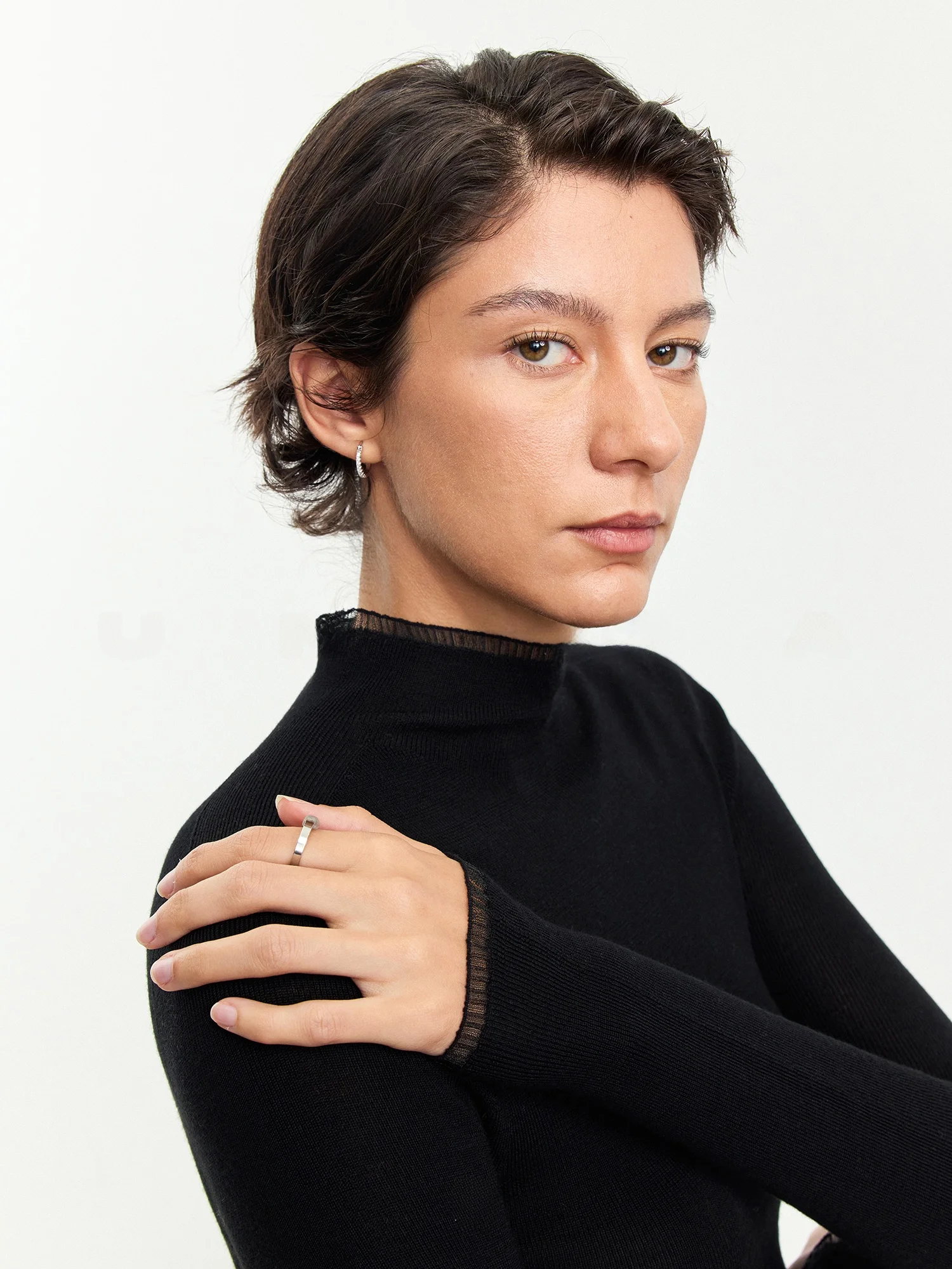 

A Soft Merino Wool Knitted Base irt Sl Sl Perspective Sve Beautiful round Ne Women's Comfortable Base ...