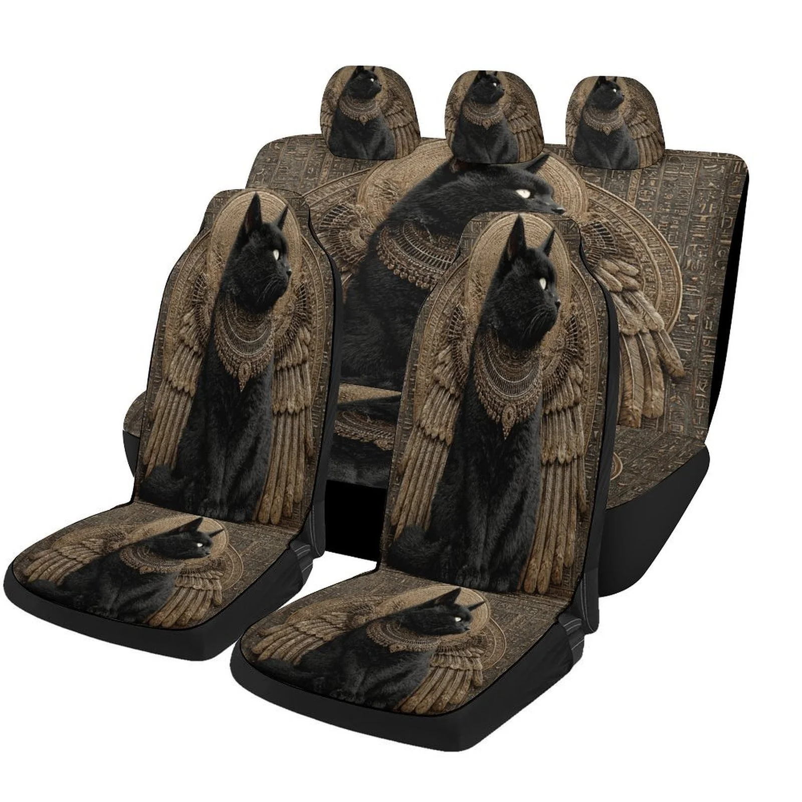 

Winged Cat Throne Themed Car Seat Cover Set For Most Cars, Trendy Novelty Car Seat Protector Covers Full Set, Universal Car Seat