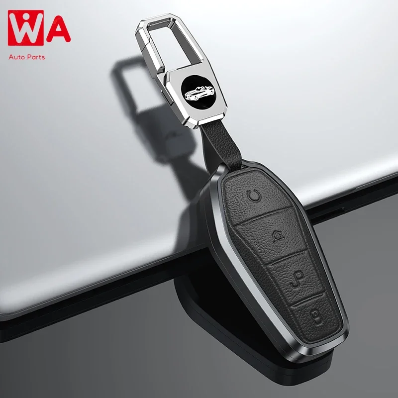 

Metal Leather Car Remote Key Cover Case Holder Shell Fob For BYD Tang Han Yuan EV Qin Song Plus Chazor Dmi ATTO3 EA1 Accessories