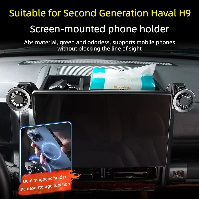 

For GWM HAVAL H9 MKII 2024 2025 New H9 Car Navigation Holder Screen Fixed Storage Box Interior Modification Upgrade Parts