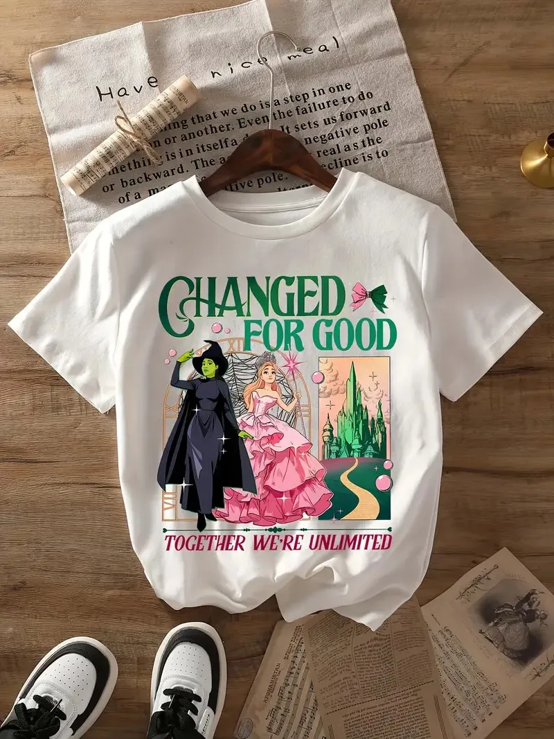 الشريرة الموسيقية مستوحاة تي شيرت مطبوع طاقم الرقبة قصيرة الأكمام الصيف النساء الملابس موضة الأكمام تي شيرت طالب المحملة