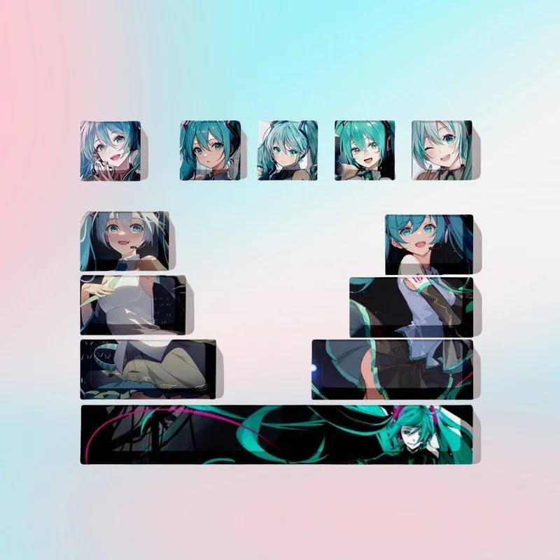 מקש חדש Miku Cherry High קרטון ילדה קרטון אנימה חמודה מקש אישיות מקלדת מכאנית מקשי קישוט