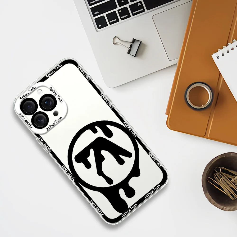 Aphex Twin Symbol Logo Phone Case for iPhone 12 11 13 14 15 16 Max Pro Plus Transparent Bezel Shell