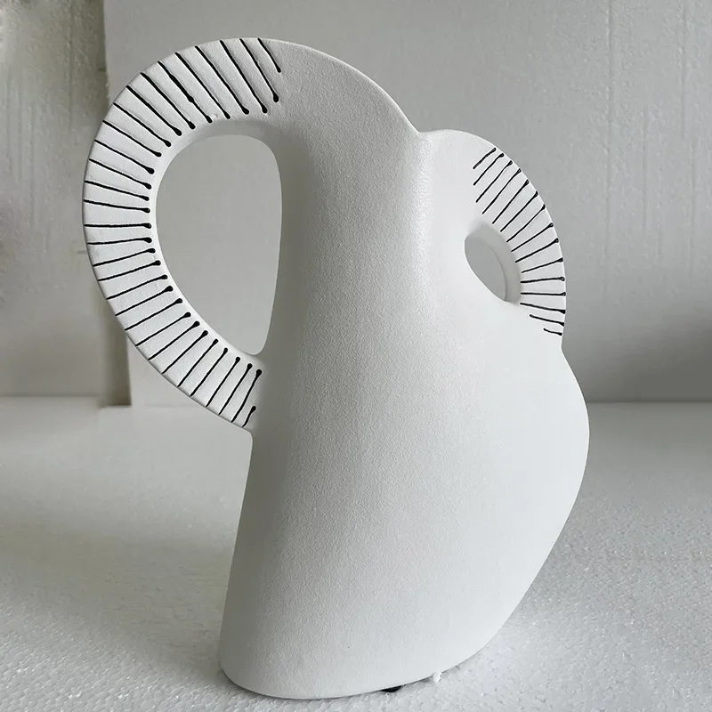 Ceramic Vase Abstract Striped Flower Arrangement Hydroponic Accessories Kettle Shape Home Decoration Vases Pots Terrarium