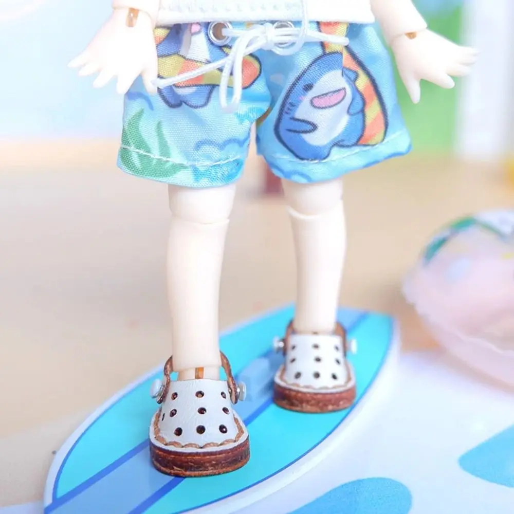 

1Pair Sandal Ob11 Handmade Shoes Dress Up Cowhide Casual Hole Doll Shoes Cute Mini Sandals Holala Boots Playing House