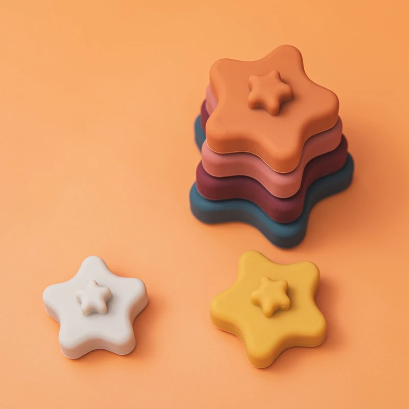 Décennie s en silicone de qualité alimentaire pour enfants, jouet TeWindsor en forme de fleur, jeu d'empilage de construction pour enfants, puzzle éducatif Montessori, cadeau pour bébé