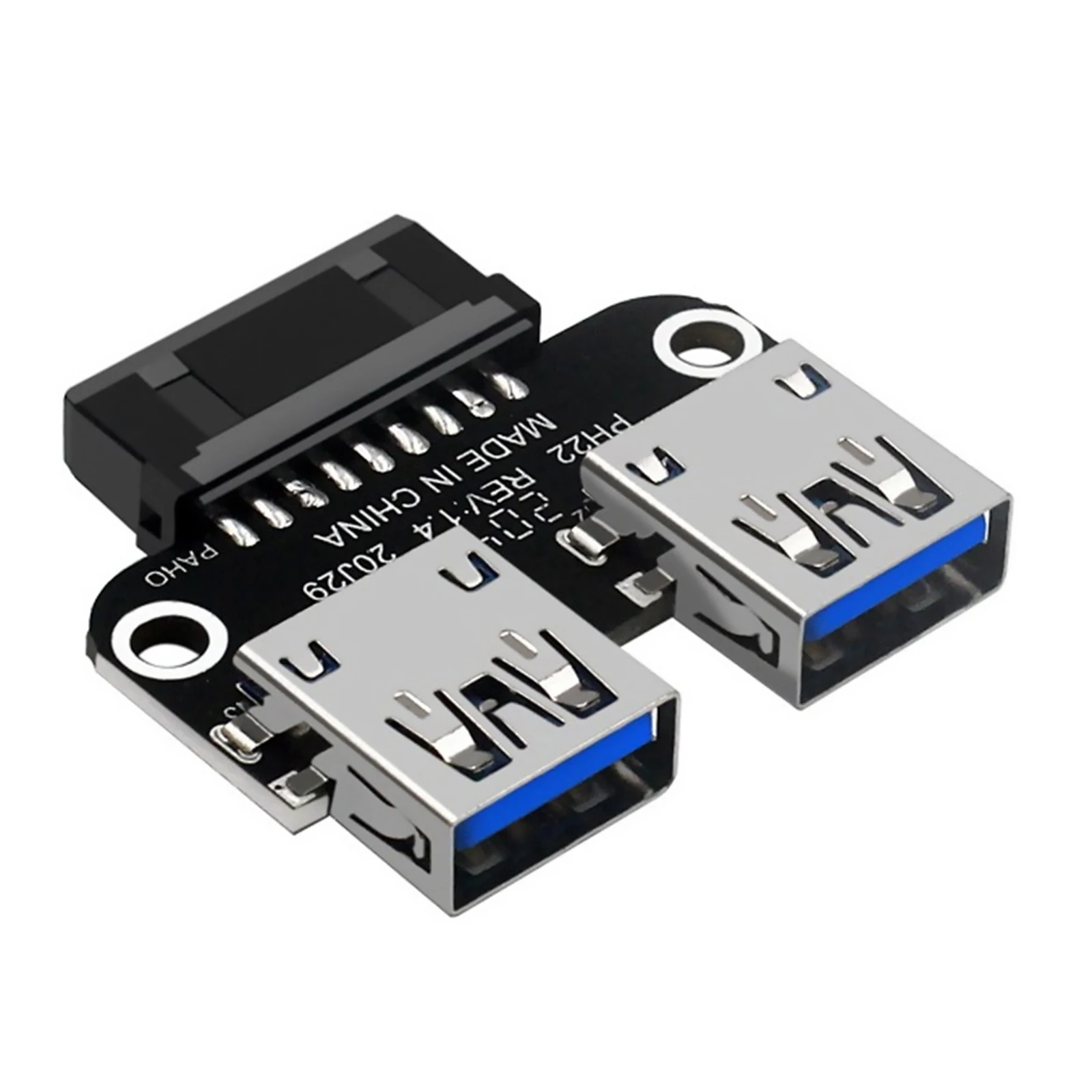 1Pc Motherboard USB3.0 19Pin / 20Pin Connector to 2 Dual Ports USB 3.0 Female Adapter Convertor For Desktop Computer Accessories