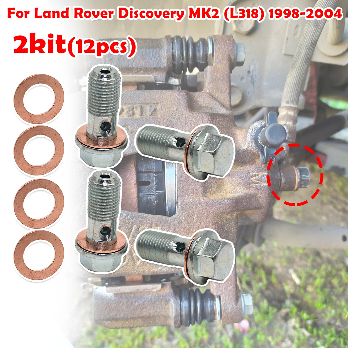 

2kit Left Right Rear Caliper Hose Lines Banjo Fittings Bolts Copper Sealing Crush Washers For Land Rover Discovery MK2 1998-2004
