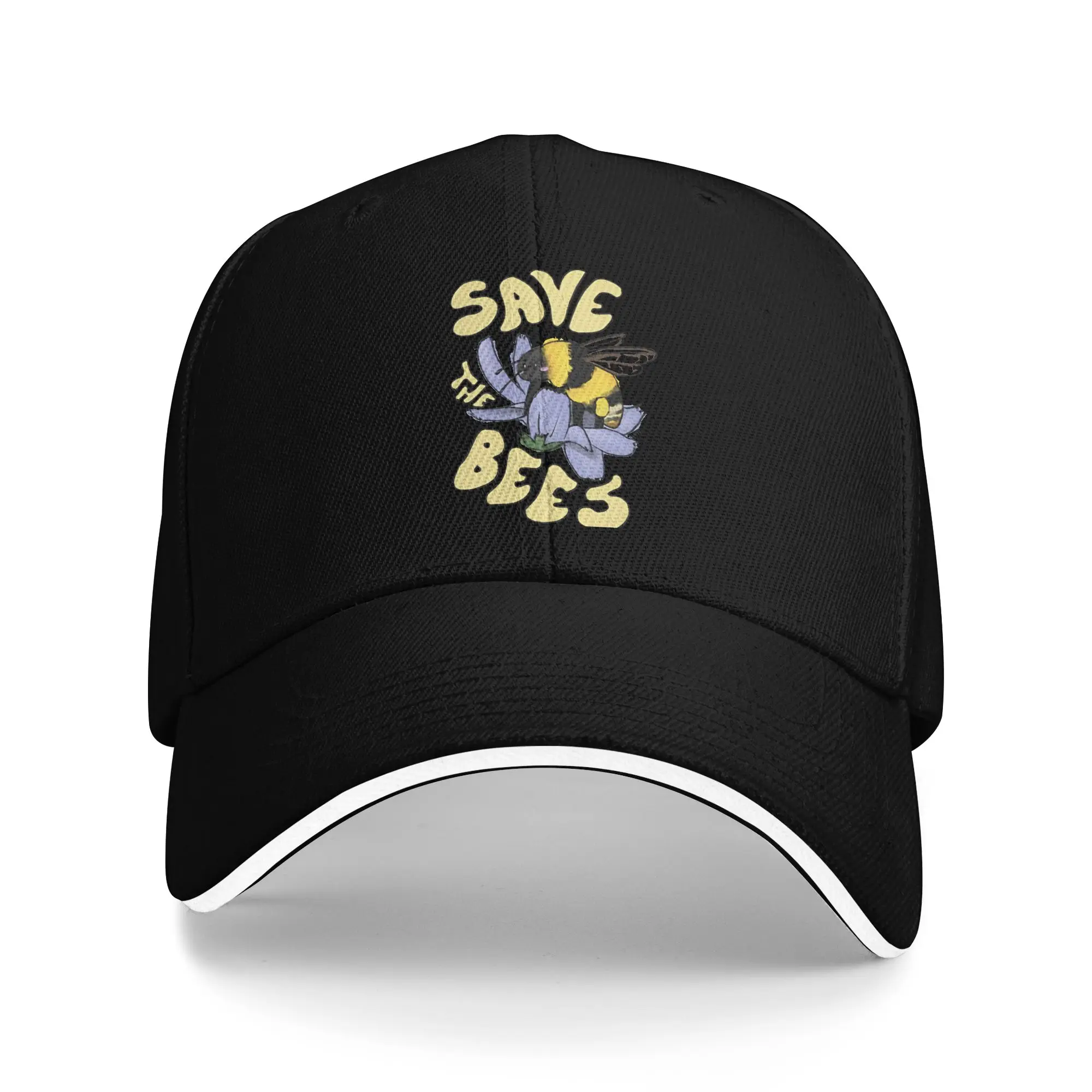 Save The Bees  Casual Baseball Cap  Tennis Skate Hip Hop Hats Summer Breathable Couple Women DIY Print Baseball Caps