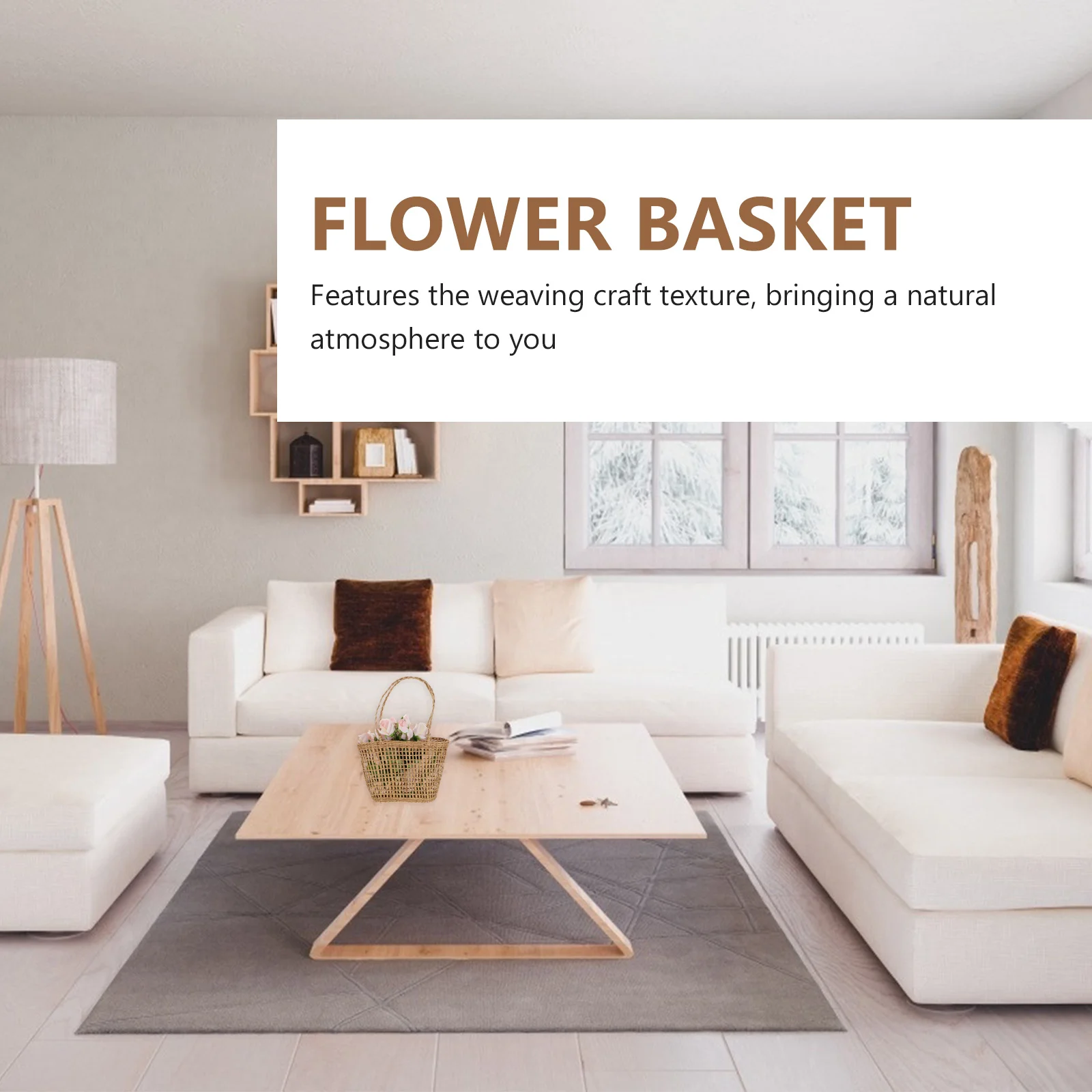 

1Pcs Straw Woven Flower Basket Handmade Home Decor Storage Basket Portable Sundries Organizer Desktop Adornment