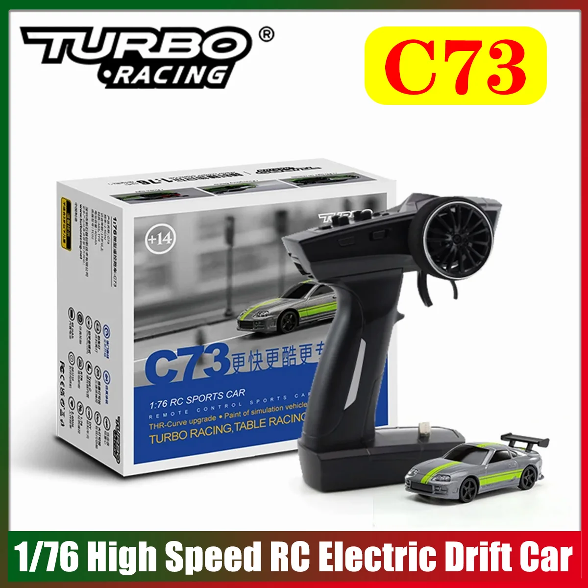 New Turbo Racing C73 1/76 RC Electric Drift Car Full Proportional Mini High Speed Remote Control Racing Toys Gift for Boy Adults