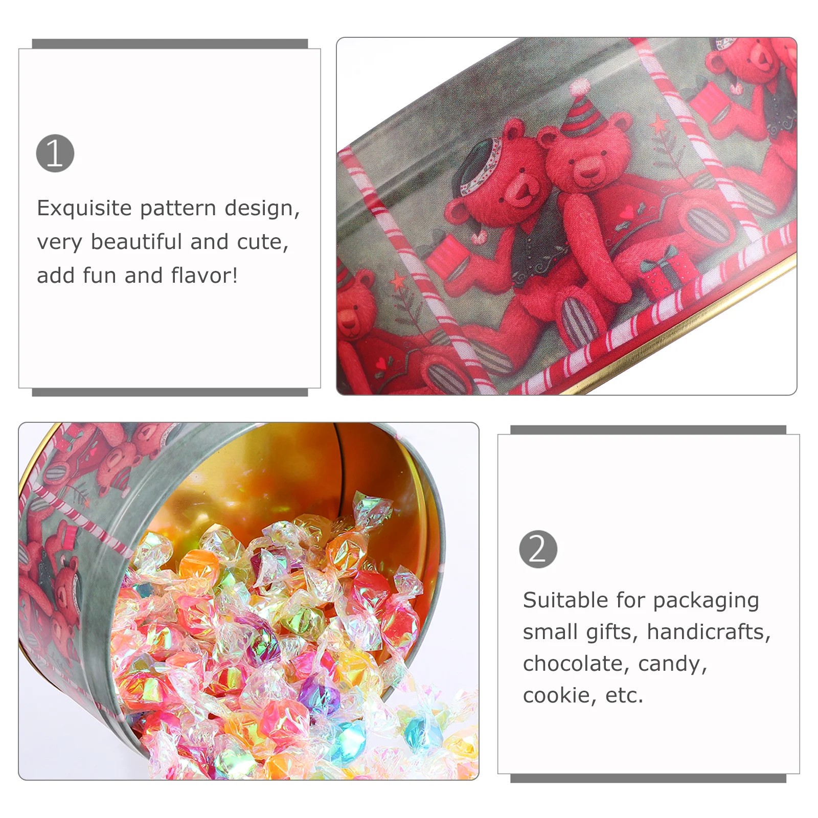 

2Pcs Iron Candy Box Durable Biscuit Storage Box Portable Cookie Packing Gift Organizer Sugar Case Candy Jar Sweet Container