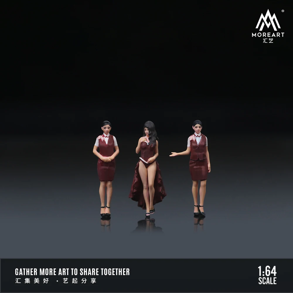 More Art 1:64  Club Girl Waitress Doll Set, Action Figure Set Simulating Resin Decoration figure model