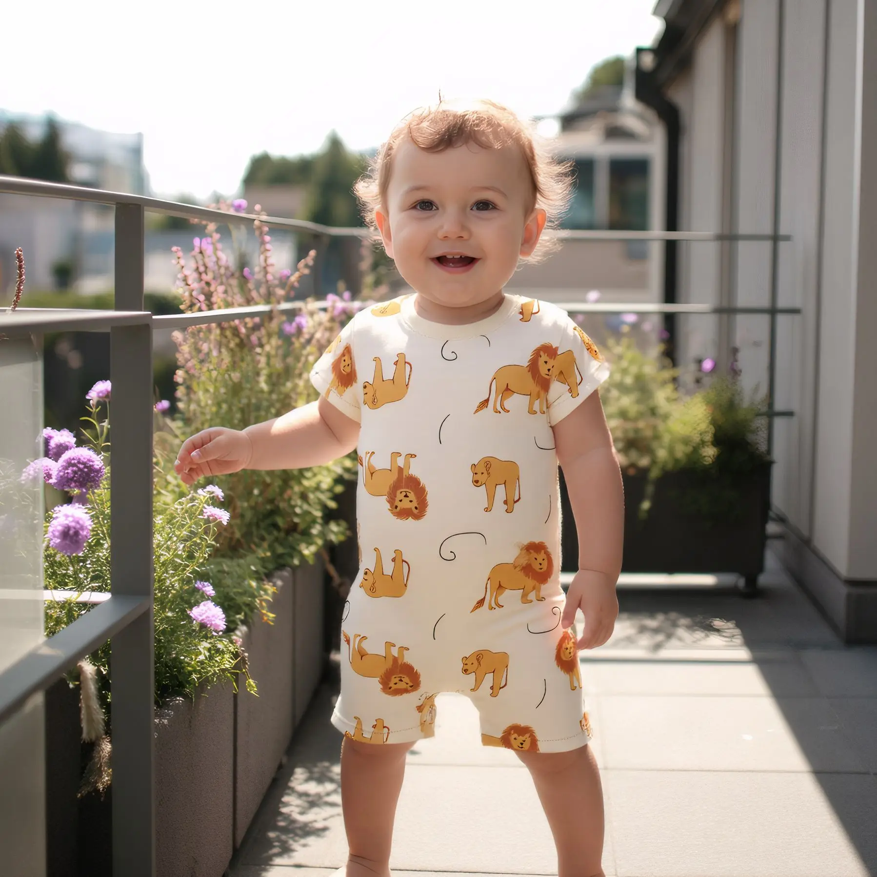 

Sanlutoz летние комбинезоны для маленьких мальчиков с милыми животными и короткими рукавами для младенцев, комбинезоны, одежда