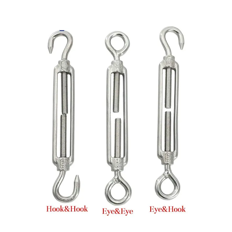 Stainless Steel 304 Adjust Chain Rigging Hooks & Eye OC OO CC Type Turnbuckle Wire Rope Tension Device