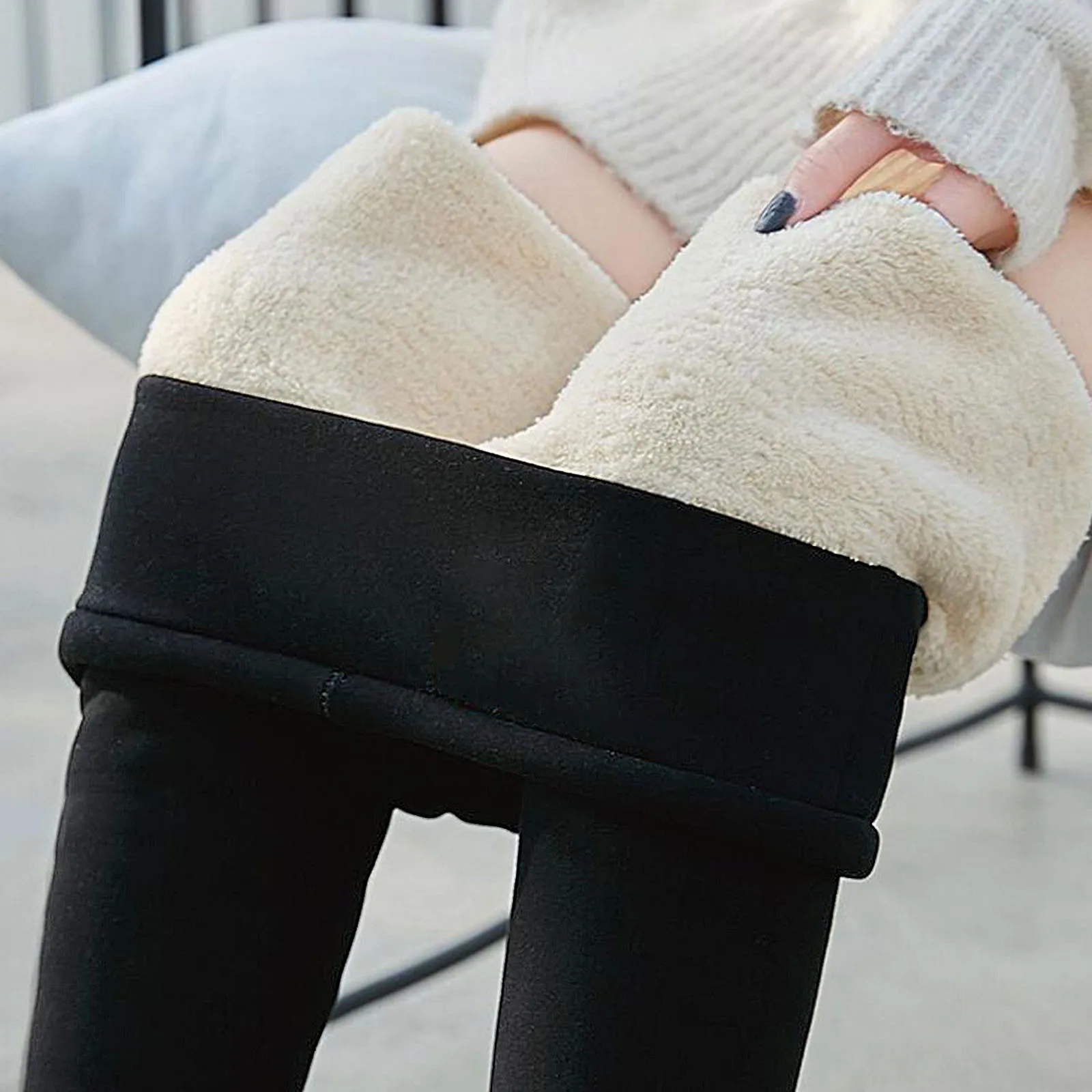 Women Winter Lambwool Leggings Fleece Lined Thermal Tights Wool Warm Thick Pants High Waist Fitness Leggings Velvet Thermal Pant