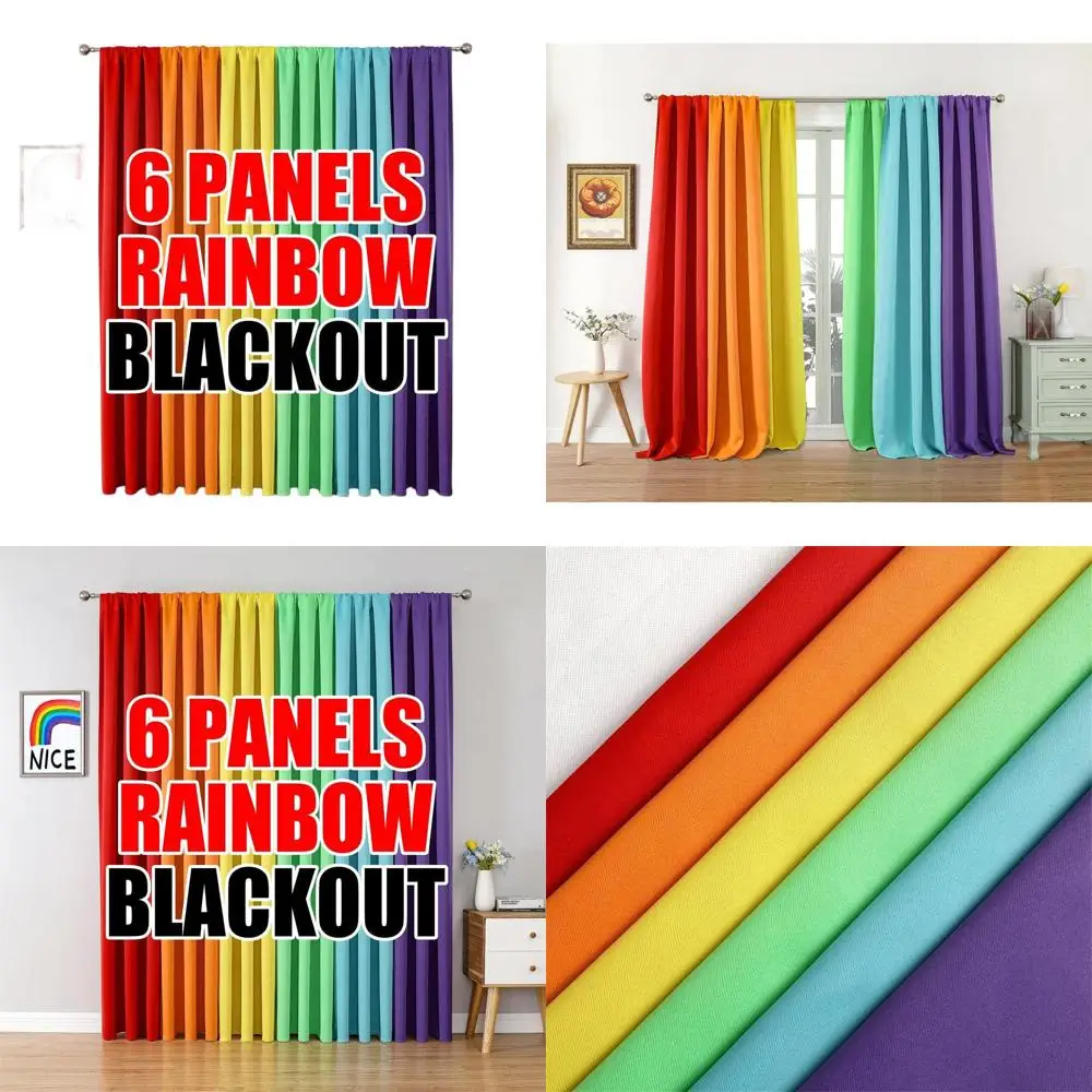 

84 карманные шторы Rainbow Rod для дома — 6-панельные затемняющие, разноцветные шторы в ROYGBP
