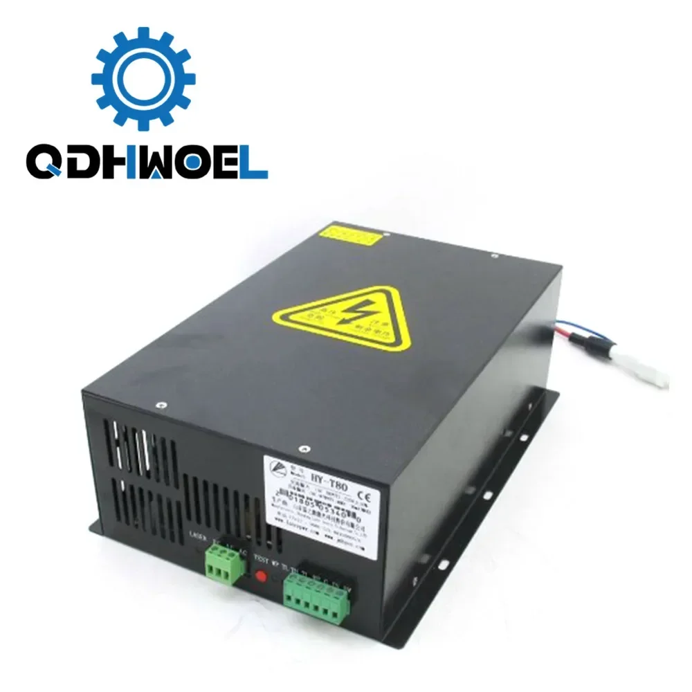 QDHWOEL 80W Co2 Laser Power Supply AC220V HY-T80 لآلة قطع النقش بالليزر Co2