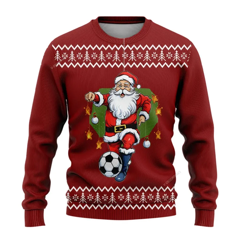 

Funny 3D Print Santa Ugly Christmas Sweater Cosplay Football Sport Casual Loose Pullover Sweatshirt Merry Christmas Men Sweater