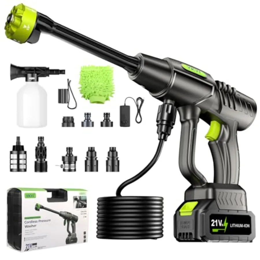 

YKYI Cordless Pressure Washer Battery Powered 30 Speed Level 1200 PSI Portable Power Washer with 6-in-1 Nozzle 24FT High-Elasti
