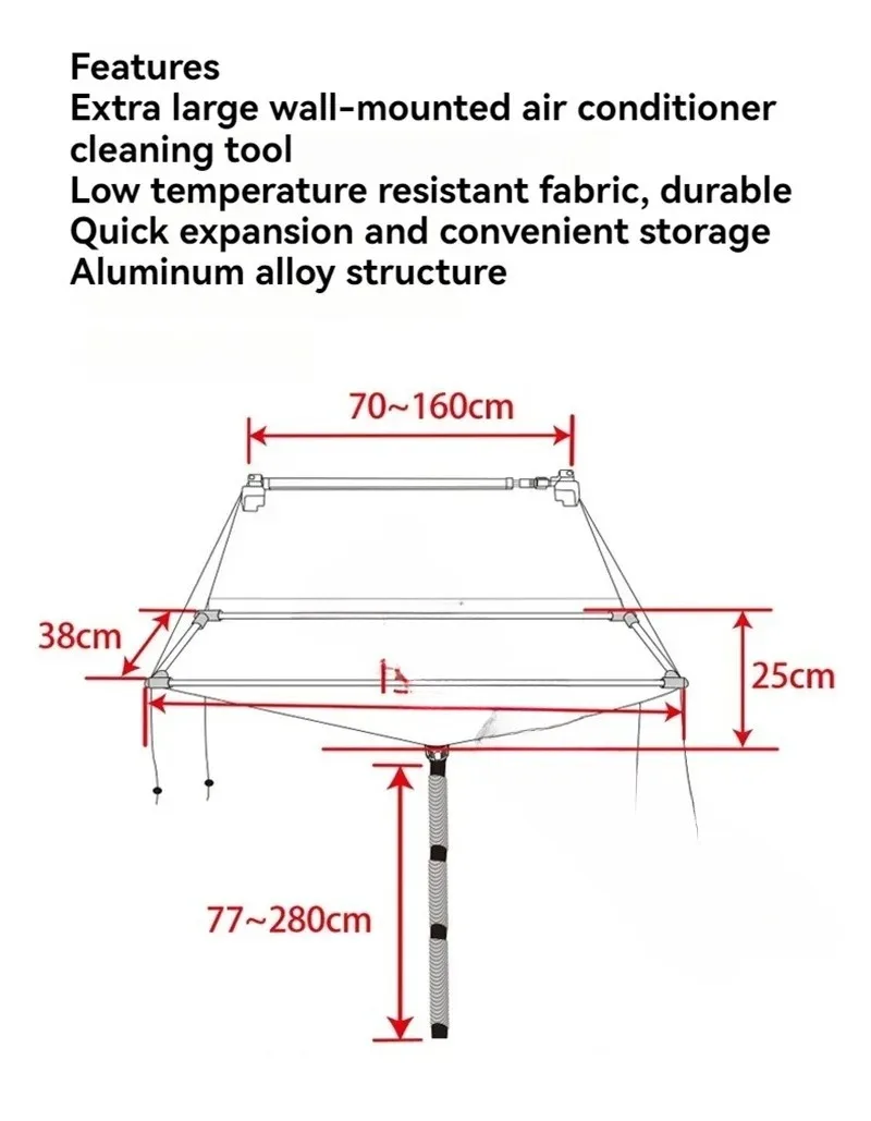 Adjustable Length Air Conditioner Cleaning Washing Cover Ceiling Wall Mounted Air Conditioning Cleaner Washing Tools