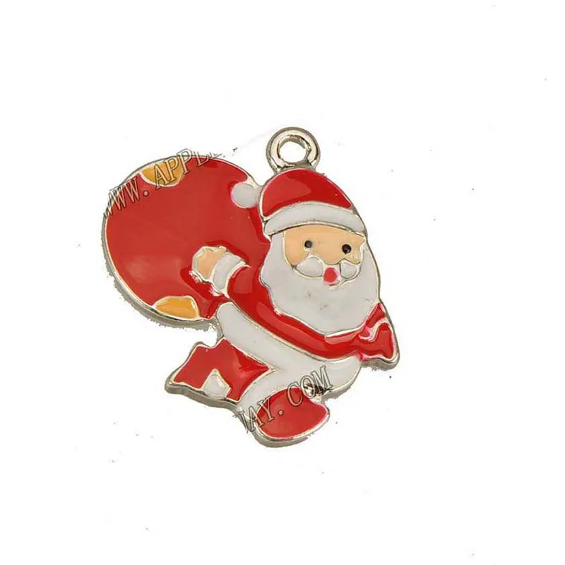 Santa Claus Charm Jewelery Hand Made Material Bracelets Metal Bag Gift Epoxy 23mm 10pcs Pendulos DIY Keychains Findings Earrings