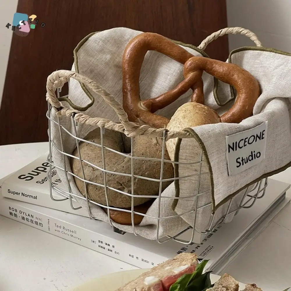 

Nordic Wire Woven Basket Portable Convenient Wire Storage Basket Iron Kitchen Fruit Storage Basket Home Decoration