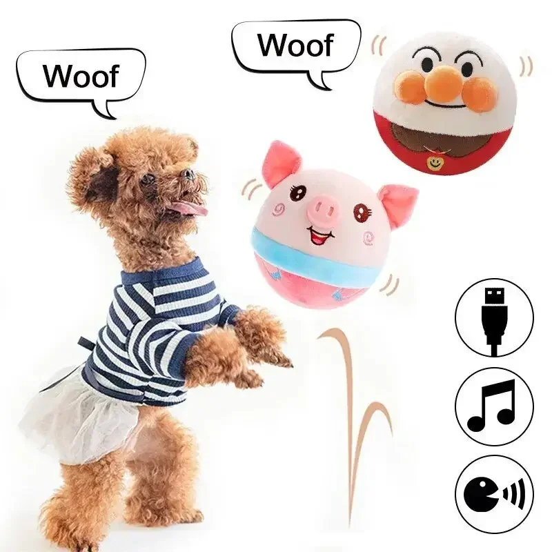 Electronic Pet Dog Toy Ball Pet Bouncing Jump Balls Talking Interactive Dog Plush Doll Toys New Gift For Pets USB Rechargeable