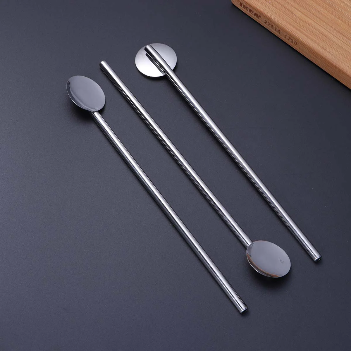 6 Pcs/Pack Metal Straw Spoon Drinking Stainless Steel Shot Cocktail Mixing Reusable Straws Cocktail Spoons Set(Primary Color)