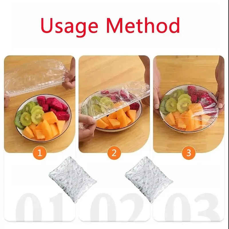 Einweg-Lebensmittelabdeckung Saran Wrap Lebensmittelqualität Obst Gemüse Aufbewahrungstasche Elastische Plastiktüte Küche Frischhaltebeutel – Detail 6