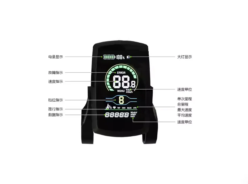 Supply 80C.C electric bicycle instrument mountain bike speed measuring LCD screen code meter