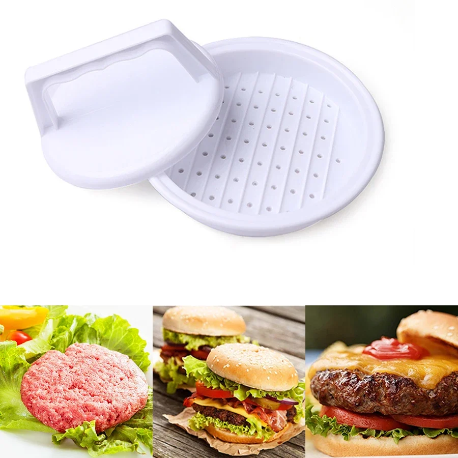 Round Shape Hamburger Press Food-Grade Plastic Hamburger Meat Beef Grill Stuffed Burger Press Patty Maker Mold Kitchen Tool