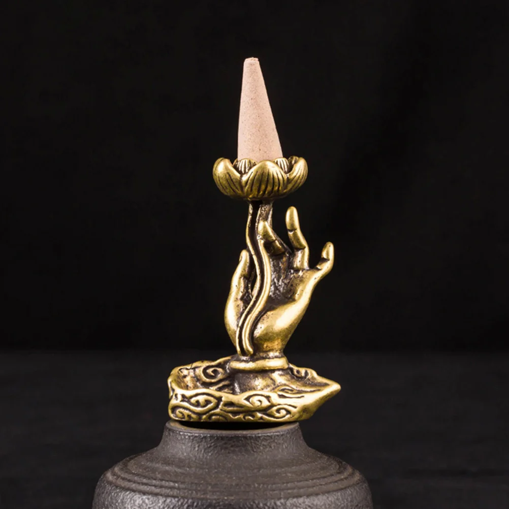 

Creative Buddha Hand Lotus Backflow Incense Burner Aroma Smoke Censer Retro Zen Decor For Meditation Yoga Studio Tea Ceremony