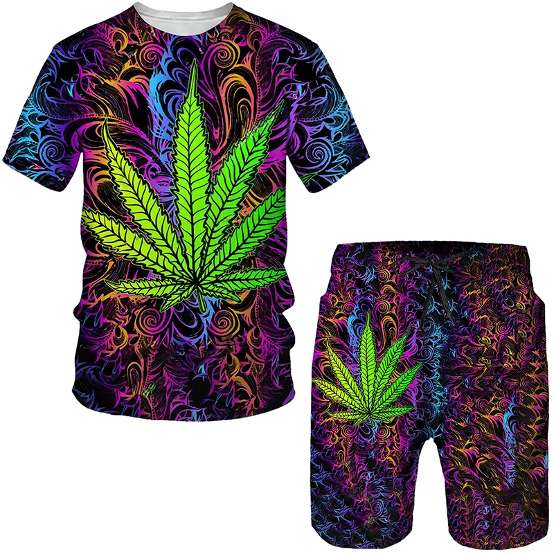 3D Printed T-Shirt Shortsve Sports Suit Short Sleeve Printed Set Youthful Trendy Spring Loose Fit No Ironing Required