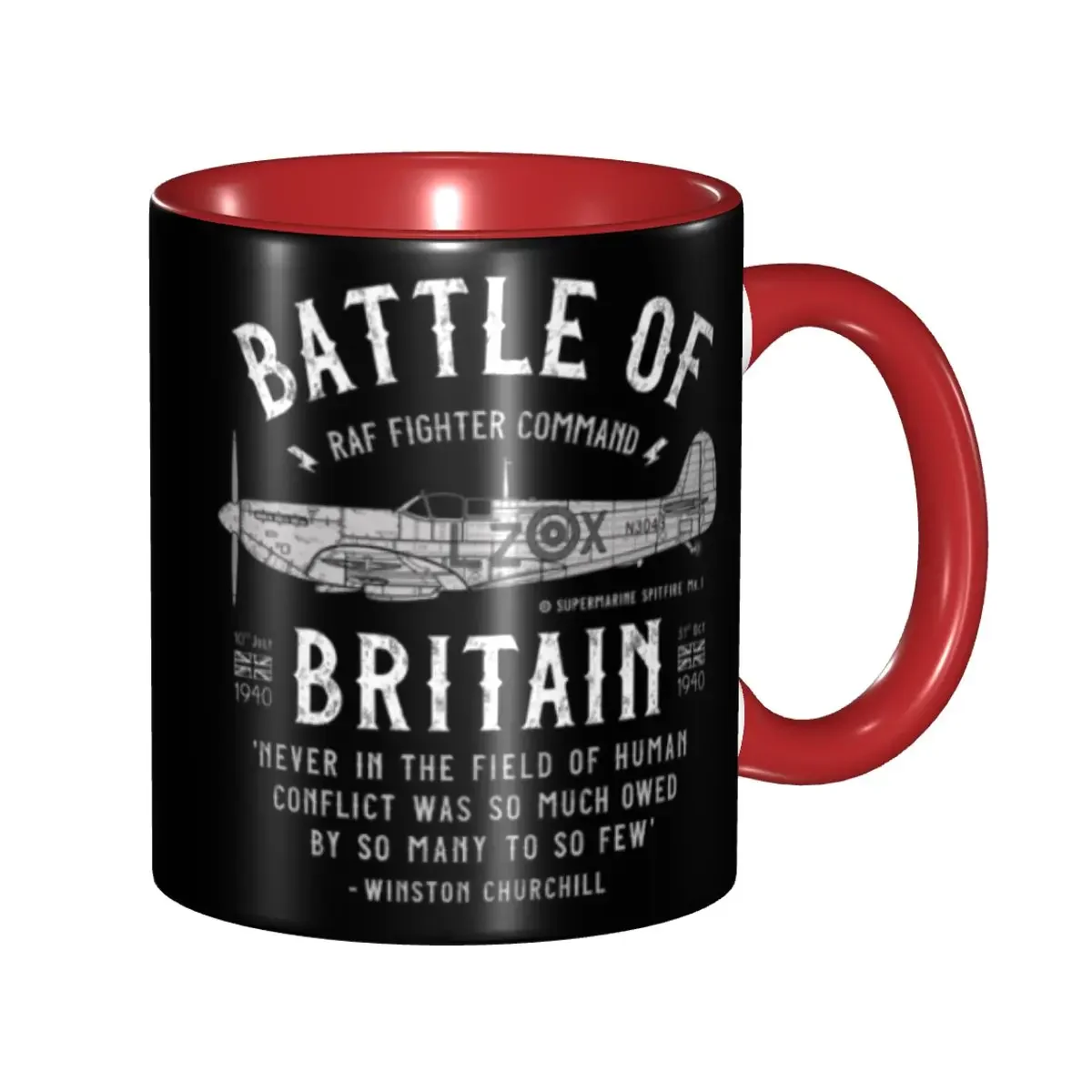Customized Battle Of Britain Mugs DIY Supermarine Spitfire Fighter Pilot Aircraft Airplane Ceramic Milk Tea Coffee Cups