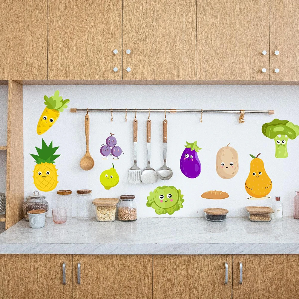 Tape Wall Sticker Party Vegetable Waterproof 11.8x11.8inch Anti-oil DIY Decor Fruit Paste Removable 1set 30x30cm