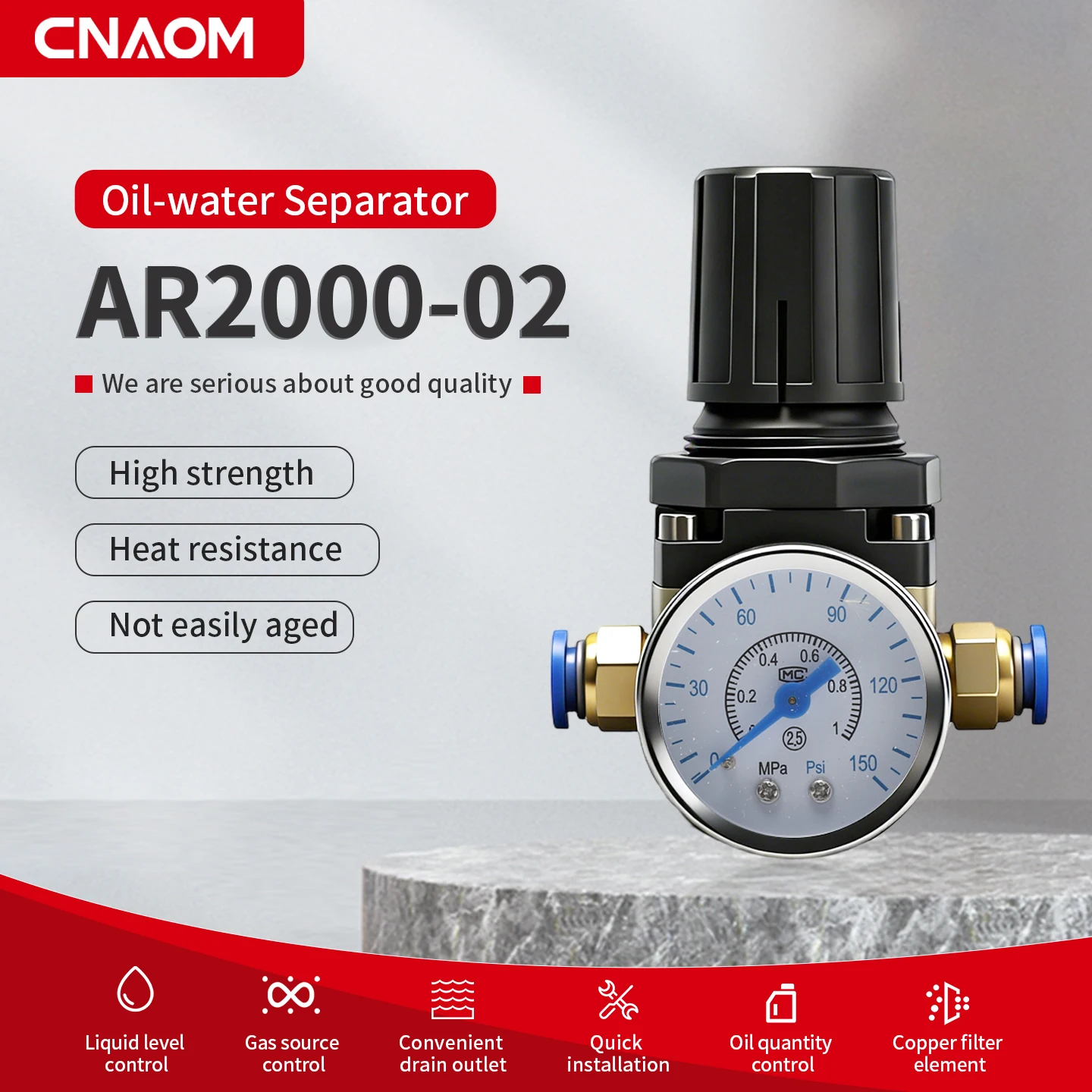 

High Quality Air Pressure Regulator Valve AR2000-02 for Treatment Unit Air Compressor Pressure Reducing Valve