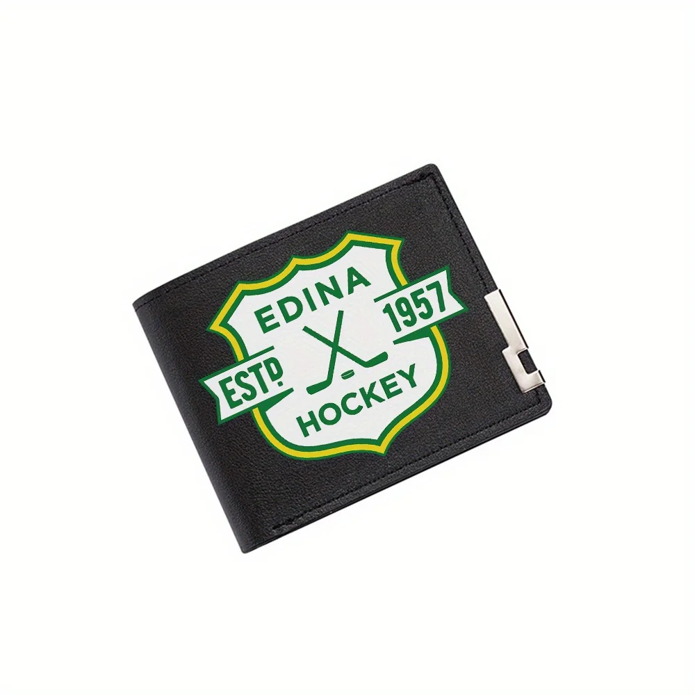 Edina Hockey Shield Crossed Sticks Puck Men's Wallet Printing Design Simple Modern Stylish Business Father's Boyfriend's Christm