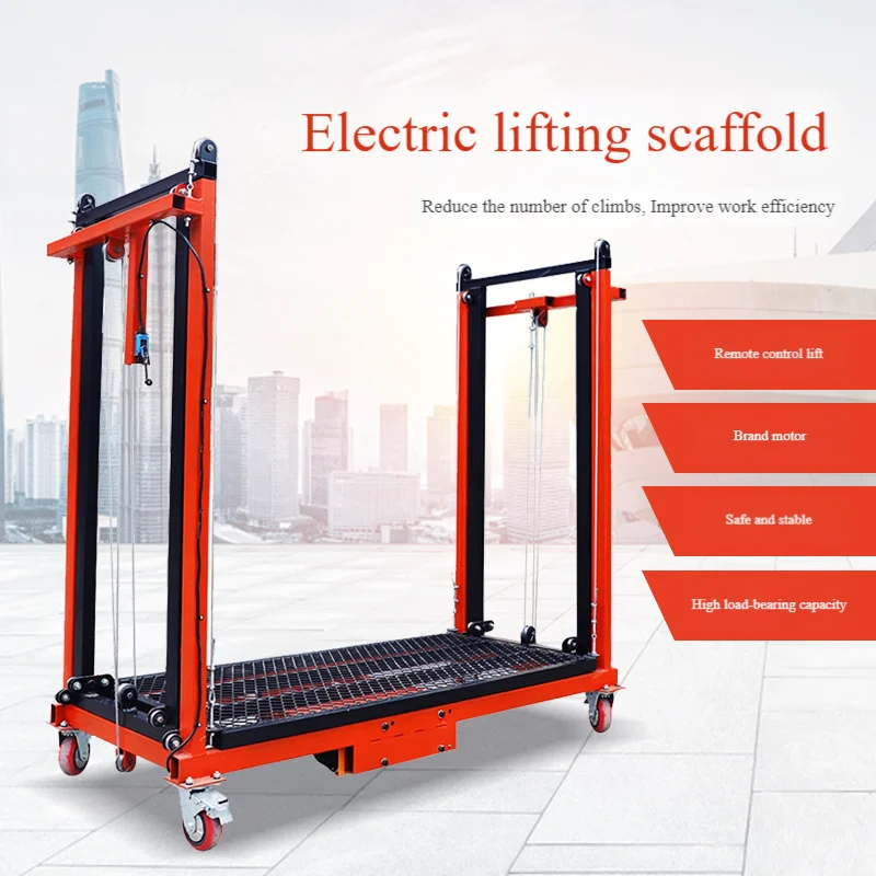 Electric lifting scaffold, mobile folding type, remote control, telescopic, multi-functional platform for climbing & decoration
